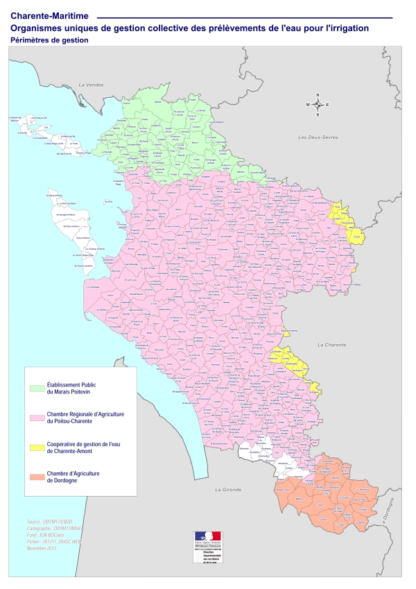 Irrigation et ressources en eau - Source : Charente-maritime.gouva