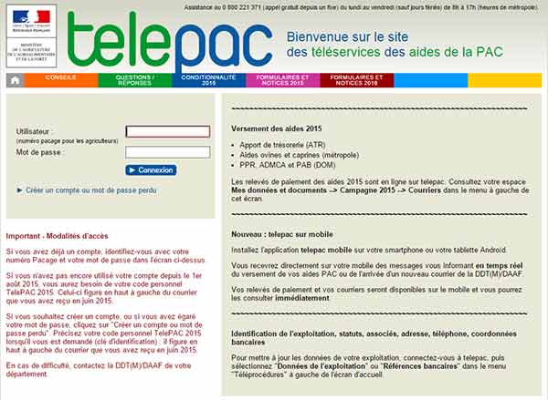 Telepac, page accueil du site web